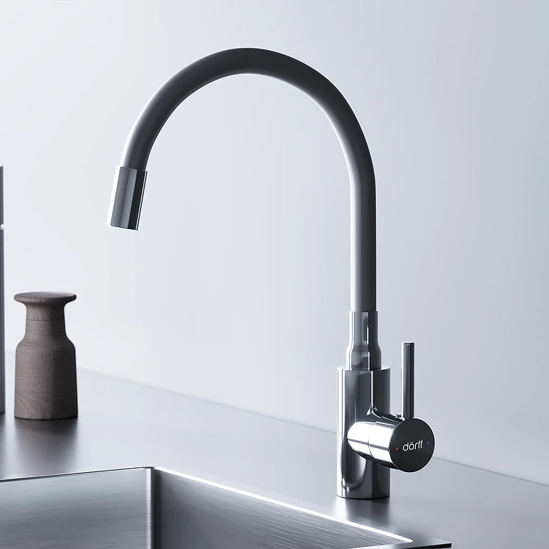 Смеситель для кухни Dorff Logic D3007633 Хром Белый нержавеющая сталь