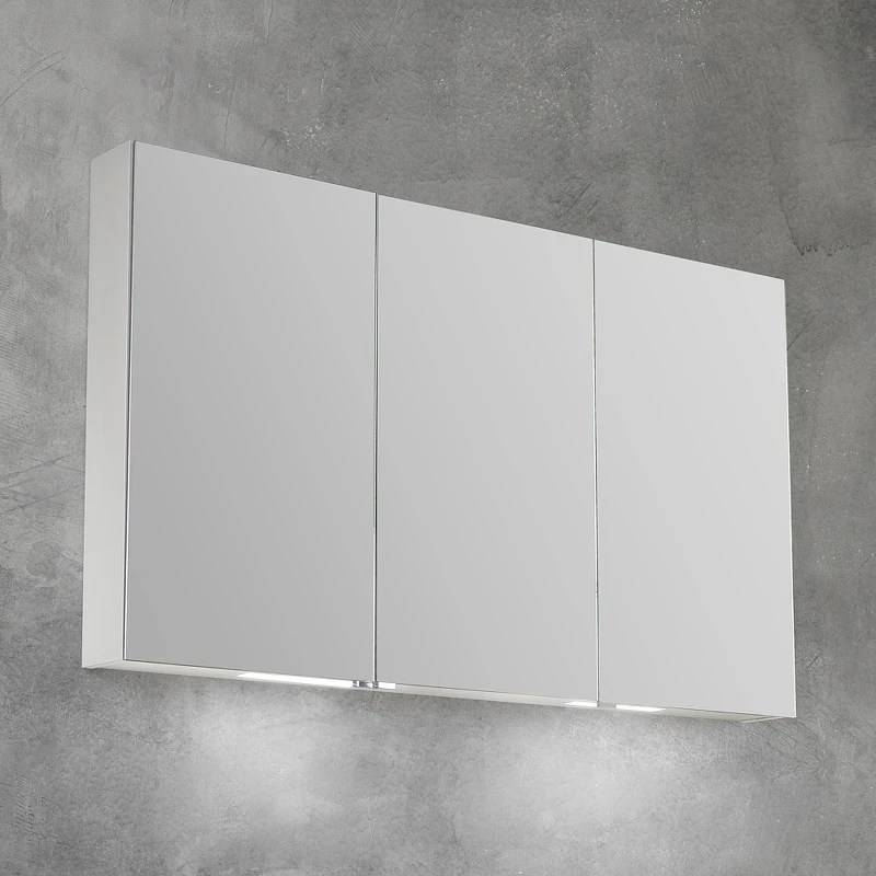 Зеркальный шкаф BelBagno 120 SPC-3A-DL-BL-1200 с подсветкой Сатин стекло