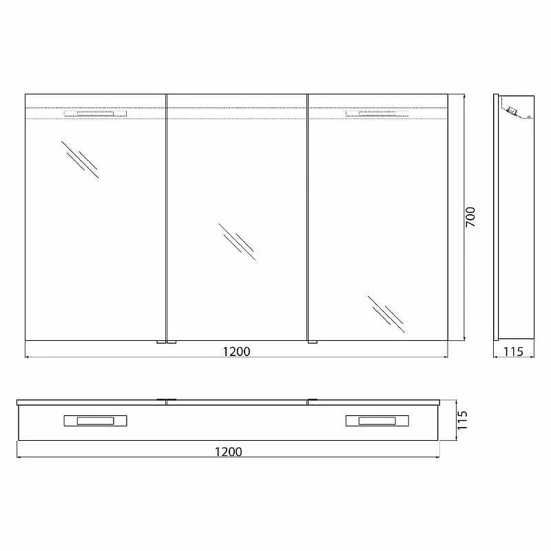 Зеркальный шкаф BelBagno 120 SPC-3A-DL-BL-1200 с подсветкой Сатин стекло