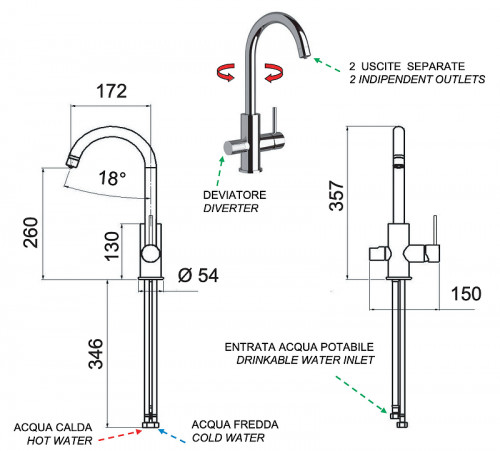 Смеситель для кухни Remer X Style N792DWBG цвет Золото брашированное