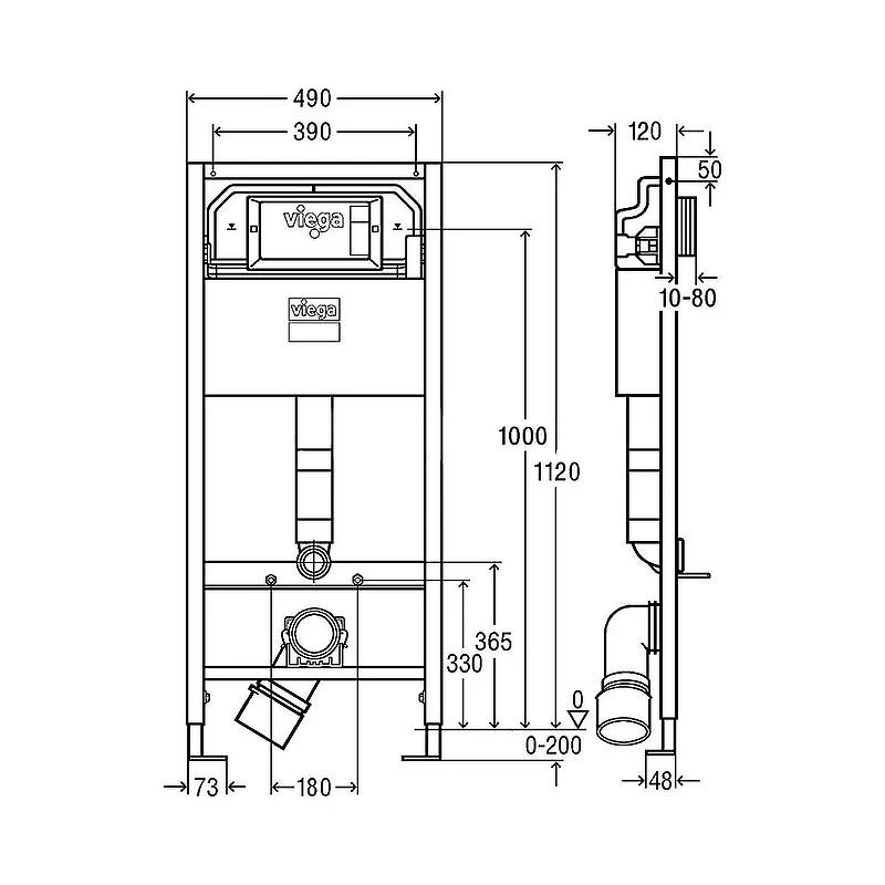 Комплект унитаза AM.PM Spirit FlashClean C701700WH+C707857WH с инсталляцией Viega Prevista Dry 792855 с сиденьем Микролифт и клавишей смыва Хром фарфор подвесной