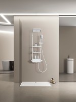 Душевая система AQUAme AQM8003W с термостатом Белая матовая латунь на стену