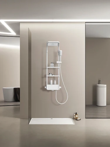Душевая система AQUAme AQM8003W с термостатом Белая матовая латунь на стену