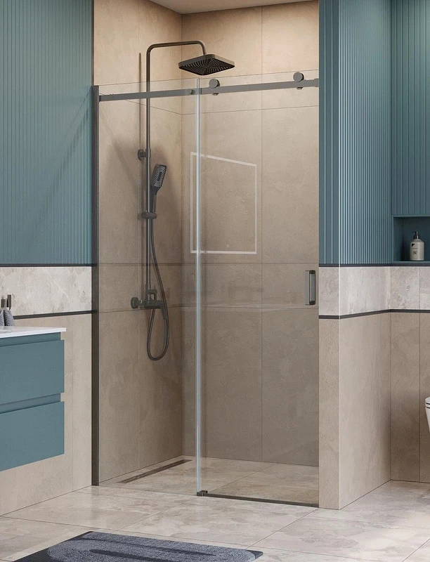 Душевая дверь BelBagno Soft Close-2 130 SOFT_CLOSE-2-BF-1-130-C-GM профиль Оружейная сталь стекло прозрачное