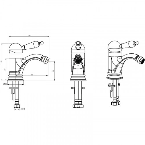 Смеситель для биде Boheme Tradizionale Oro 286-MR-B Золото латунь