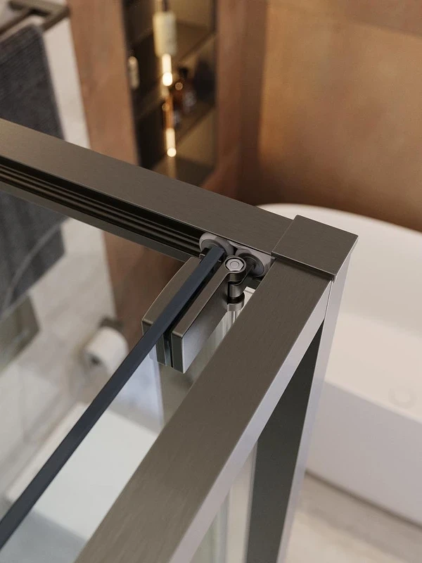 Душевой уголок Cezares Lux 80x90 LUX-AH-FS-1-80/90-C-GM профиль Оружейная сталь стекло прозрачное