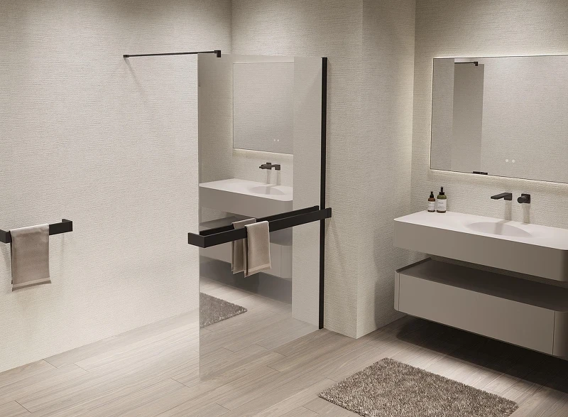 Душевая перегородка Vincea Walk in 100 VSW-1HR100MRB профиль цвет Черный стекло зеркальное