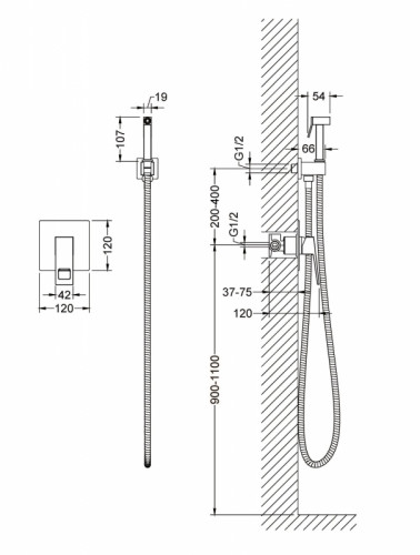 Гигиенический душ со смесителем Timo Briana 7189/00SM Хром латунь на стену