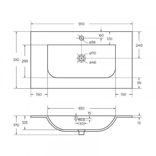 Раковина Cezares 90 CZR-8099-90/50 Белая