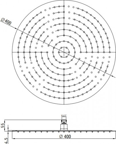 Верхний душ RGW Shower Panels SP-81-40 B 21148140-04 Черный нержавеющая сталь на потолок