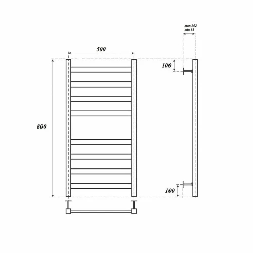 Электрический полотенцесушитель Point Меркурий PN83158BE П8 500x800 левый/правый Черный