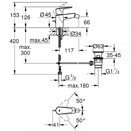 Смеситель для биде Grohe BauEdge 23331001 Хром латунь
