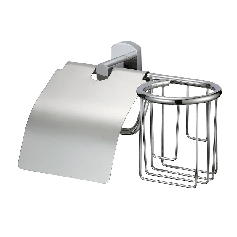 Держатель туалетной бумаги и освежителя воздуха Savol S-L09951 с крышкой цвет Хром