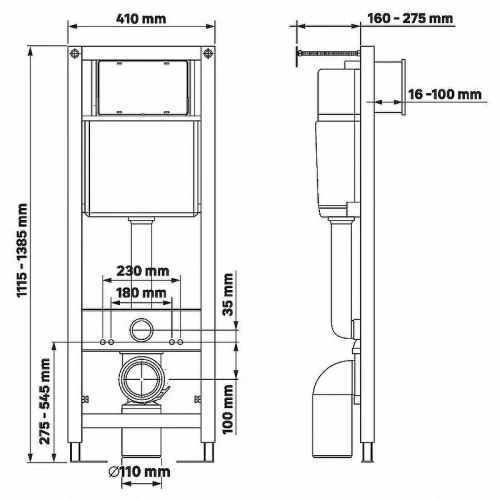 Инсталляция Berges Atom 410 040333 для унитаза с Белой клавишей смыва пластик