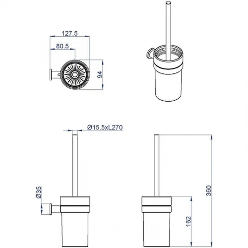 Ершик для унитаза Azario Forny AZ-88313 цвет Хром