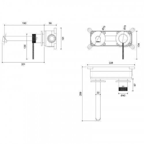 Смеситель для раковины Vincea Rim VBFW-2RM1BG Брашированное золото латунь встраиваемый