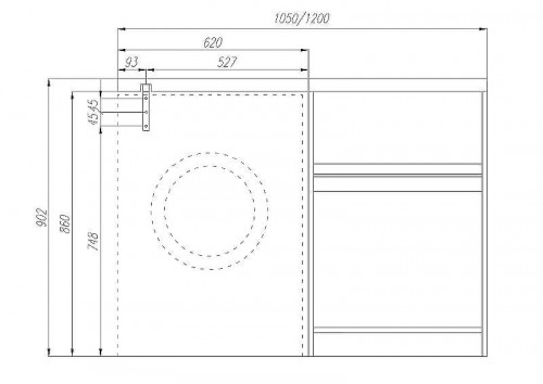 Раковина Aquaton Лондри 120 R 1A72243KLH010 с местом под стиральную машину Белая