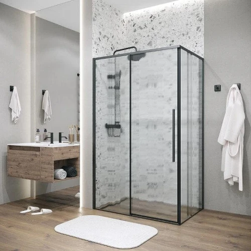 Душевой уголок Grossman Galaxy 120x100 L 120.K33.01.1210.21.02 профиль Черный матовый стекло шиншилла