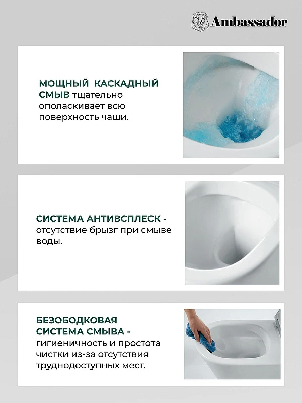 Унитаз Ambassador Ritz 233K19003RS подвесной с сиденьем Микролифт фарфор подвесной
