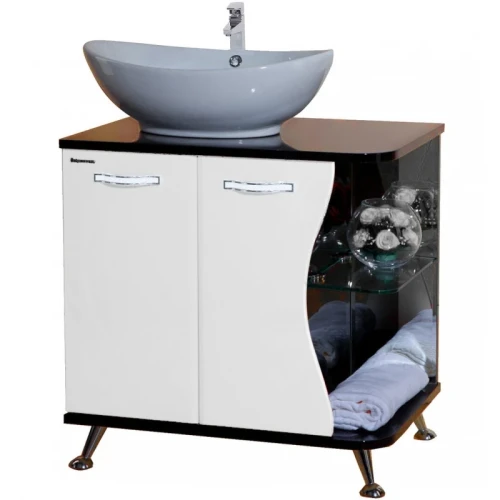 Тумба под раковину Bellezza Рио 70 L 4633611242260 Черная Белая МДФ / ЛДСП, стекло