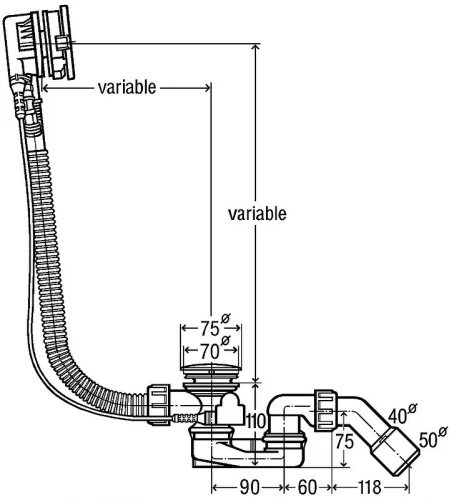 Слив-перелив Viega Simplex Trio 616642 728014 полуавтомат с наливом Хром