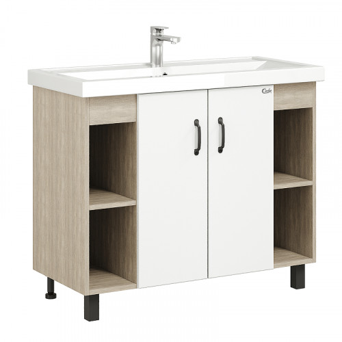 Тумба под раковину Onika Тимбер 100 110011 цвет Дуб сонома Белый матовый