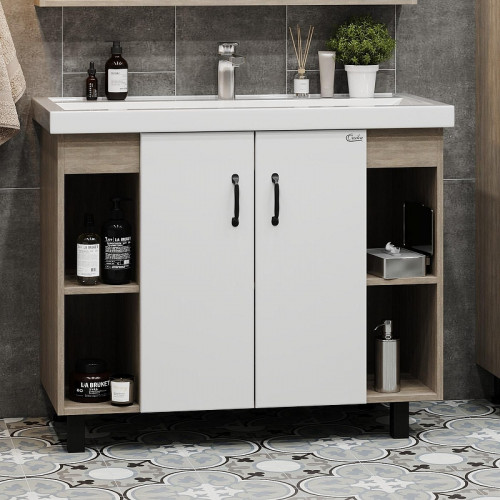 Тумба под раковину Onika Тимбер 100 110011 цвет Дуб сонома Белый матовый