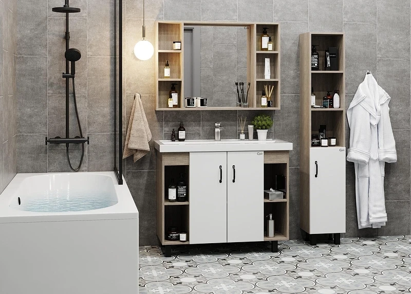 Тумба под раковину Onika Тимбер 100 110011 цвет Дуб сонома Белый матовый