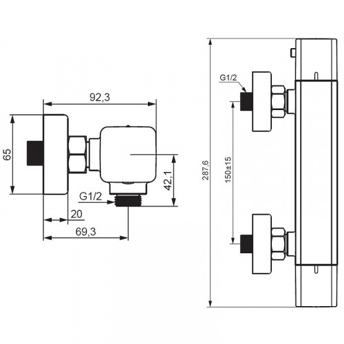 Смеситель для душа Damixa Gala 536000000 с термостатом Хром латунь на стену