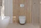 Комплект унитаза-биде Tece Spring S 955799 с инсталляцией с сиденьем Микролифт и клавишей смыва Хром глянцевый фарфор подвесной