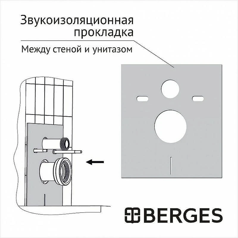 Комплект унитаза Berges Gamma 081105 с инсталляцией Berges Atom 410 040340 с сиденьем Микролифт и Черной матовой клавишей смыва