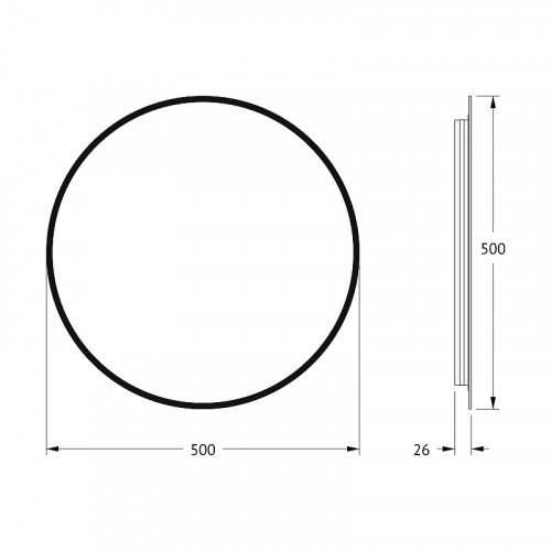 Зеркало Defesto Aura 50х50 DF 2982 с подсветкой 12W-4500K/Без выключателя/Нейтральный белый свет/Черная рама