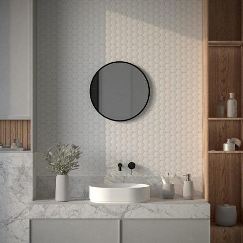 Зеркало Defesto Aura 50х50 DF 2982 с подсветкой 12W-4500K/Без выключателя/Нейтральный белый свет/Черная рама