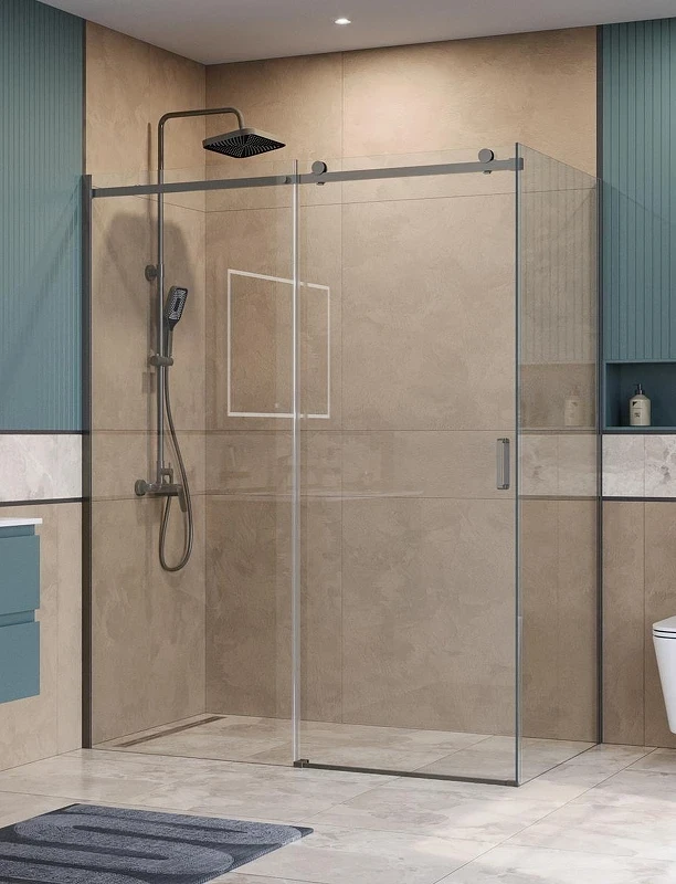 Душевой уголок BelBagno Soft Close-2 160x80 SOFT_CLOSE-2-AH-1-160/80-C-GM профиль Оружейная сталь стекло прозрачное