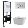 Комплект унитаза Abber Rechteck AC1201-AC0105-AC0121 с сиденьем Микролифт и клавишей смыва цвет Хром