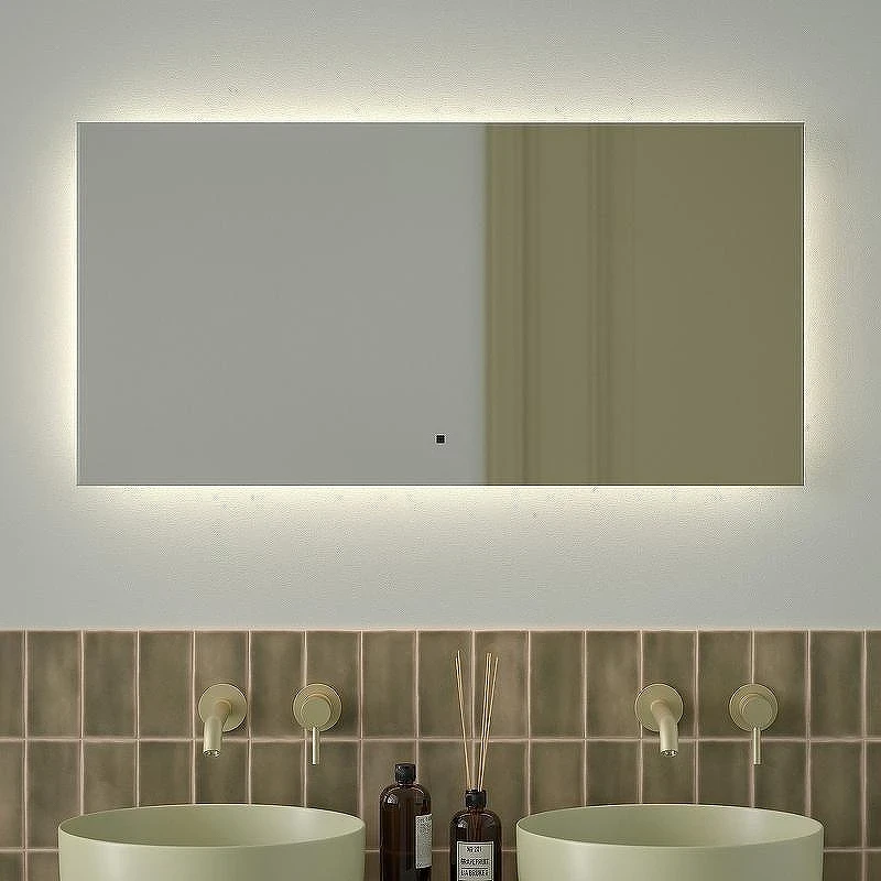 Зеркало Defesto Glow 100х50 DF 2505RH с подсветкой 28W-4500К/с фацетом/ИК - выключатель/Нейтральный белый свет