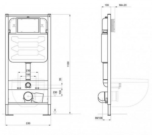 Инсталляция Nofer Hydrosmart 07801.N для унитаза без клавиши смыва