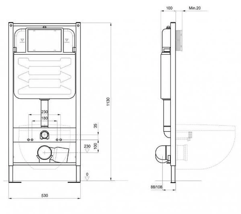Инсталляция Nofer Hydrosmart 07801.N для унитаза без клавиши смыва