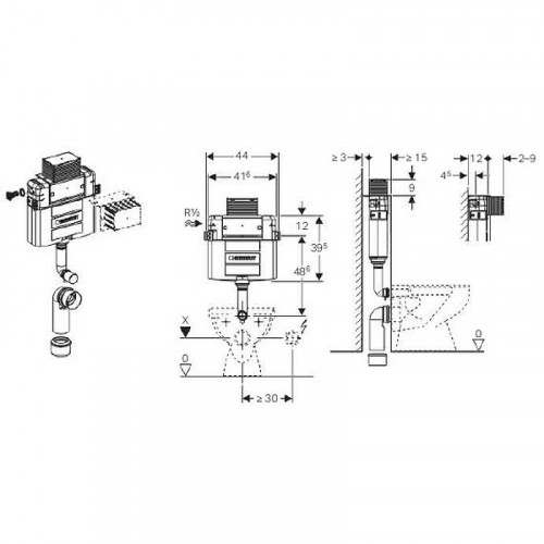 Смывной бачок Geberit Omega 12 109.050.00.1 для унитаза без клавиши пластик