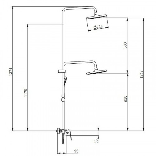 Душевая система Splenka S53.24.09 Графит матовый латунь на стену