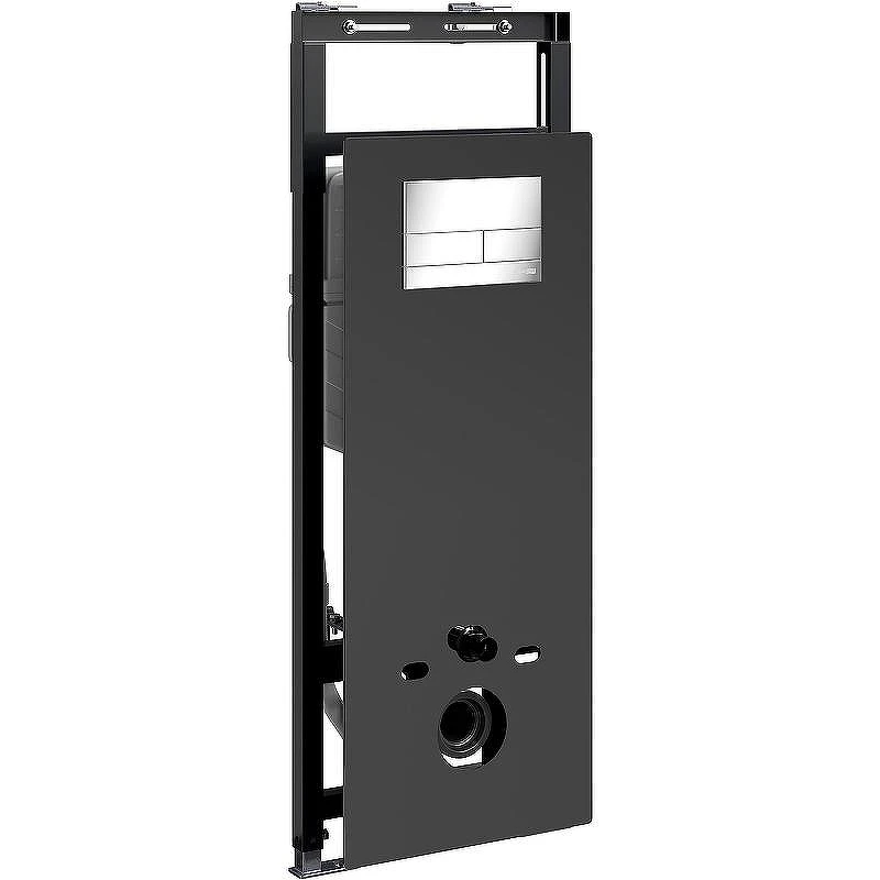 Инсталляция WasserKRAFT Salm 27TLT.010.ME.BL.CH04 для унитаза Черное стекло с клавишей смыва Хром