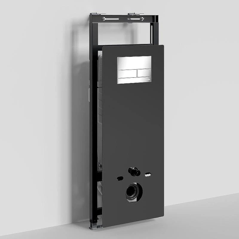 Инсталляция WasserKRAFT Salm 27TLT.010.ME.BL.CH04 для унитаза Черное стекло с клавишей смыва Хром