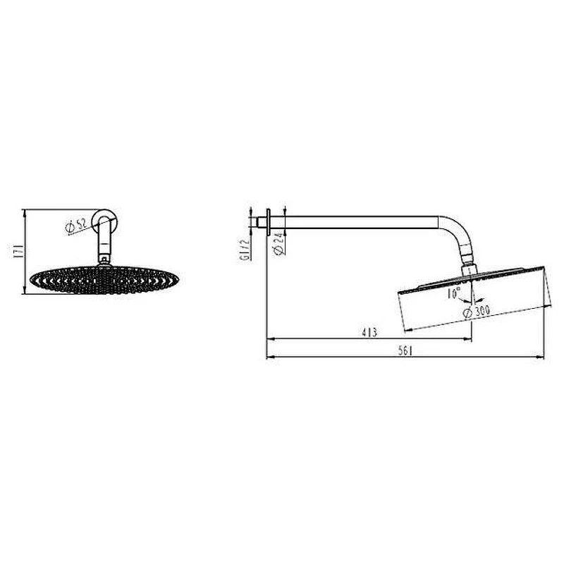 Верхний душ Caprigo Parts 98-524-ner Черный матовый