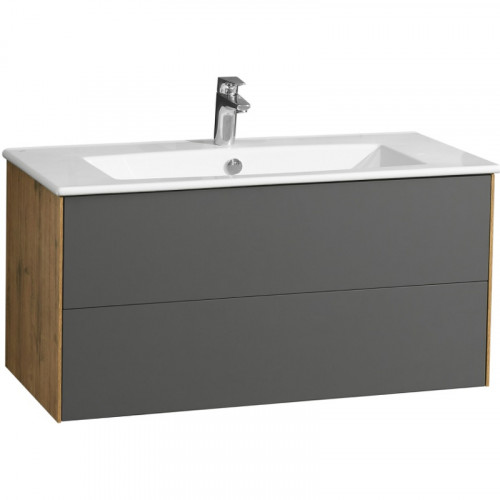Тумба под раковину Aquaton Сохо 100 1A258201AJA00 подвесная Дуб веллингтон Графит софт МДФ / ЛДСП