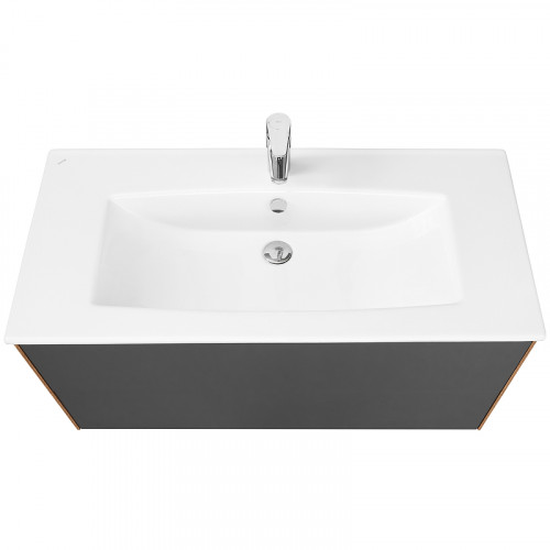 Тумба под раковину Aquaton Сохо 100 1A258201AJA00 подвесная Дуб веллингтон Графит софт МДФ / ЛДСП