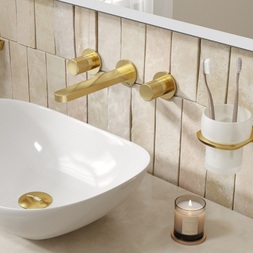 Смеситель для раковины WasserKRAFT Schunter 8245 Золото матовое латунь встраиваемый