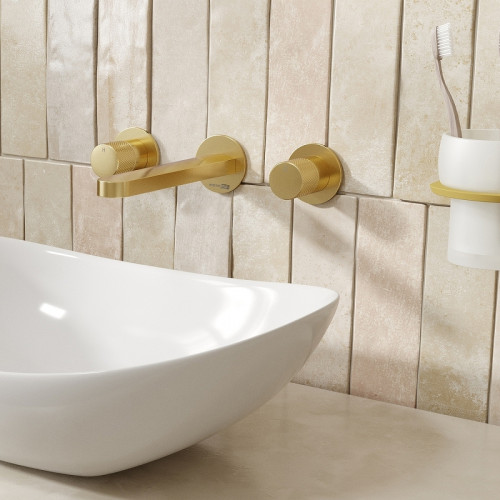 Смеситель для раковины WasserKRAFT Schunter 8245 Золото матовое латунь встраиваемый