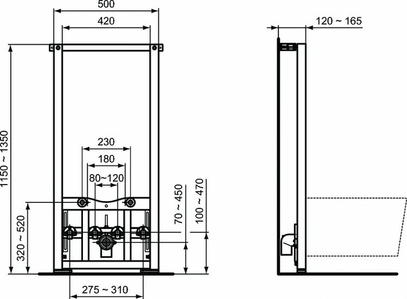 Инсталляция Ideal Standard Prosys R016267 для биде Белая нержавеющая сталь