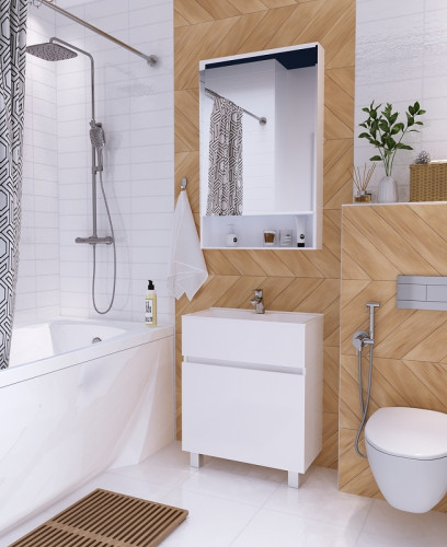 Тумба с раковиной 1MarKa Mira 60Н У83301 Белый глянец МДФ / ЛДСП