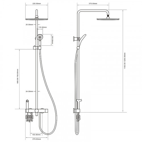 Душевая система Royce Crown RCS-112201CR Хром латунь на стену
